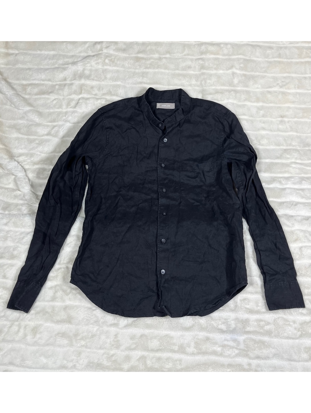 Everlane Women's XS Black 100% Linen Button Office Workwear Preppy Fall Shirt